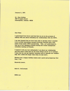 Letter from Mark H. McCormack to Stan Malless