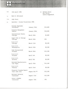 Memorandum from Judy Stott to Mark H. McCormack