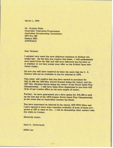 Letter from Mark H. McCormack to Graham White