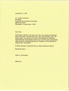 Letter from Mark H. McCormack to Robert Anderson