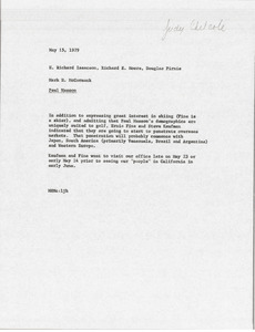 Memorandum from Mark H. McCormack to H. Richard Isaacson, Richard E. Moore and Doug Pirnie