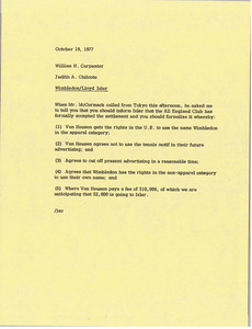 Memorandum from Judy A. Chilcote to William H. Carpenter