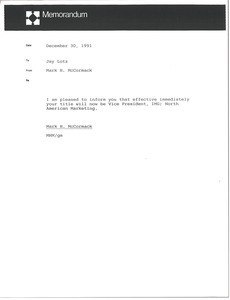 Memorandum from Mark H. McCormack to Jay Lotz