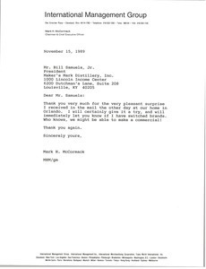 Letter from Mark H. McCormack to Bill Samuels