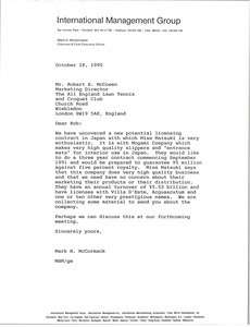 Letter from Mark H. McCoramck to Robert E. McCowen