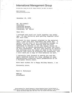 Letter from Mark H. McCormack to Art Modell