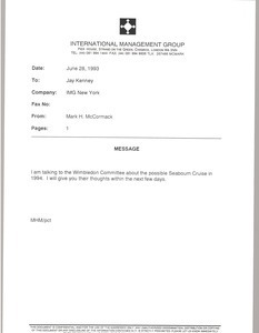 Fax from Mark H. McCormack to Jay Kenney