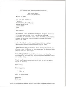 Letter from Mark H. McCormack to multiple recipients