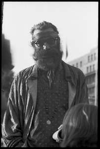 Bearded protester at a demonstration against the prosecution of Oz Magazine editors on charges of obscenity