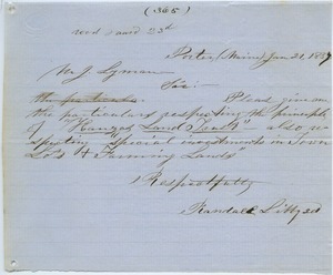 Letter from Randall Libby to Joseph Lyman