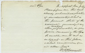 Letter from W. R. Bunnell to Unidentified