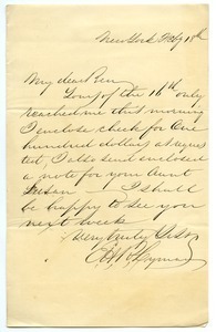 Letter from Edward Hutchinson Robbins Lyman to Benjamin Smith Lyman