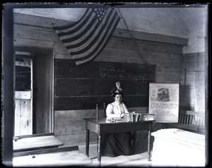 Alburgh Stone School house: teacher at her desk