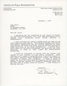 Letter from Steven J. Schwartz to Lucy Gwin