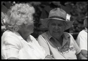 Elderly women seated, watching Chesterfield's Fourth of July parade