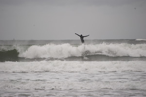 Surfer riding a wave