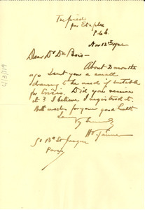 Letter from H. O. Tanner to W. E. B. Du Bois