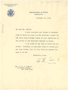 Letter from W. R. Castle to W. E. B. Du Bois