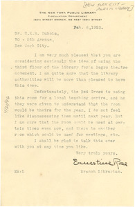 Letter from New York Public Library to W. E. B. Du Bois
