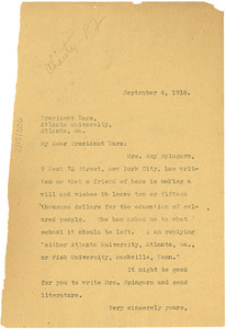 Letter from W. E. B. Du Bois to Edward T. Ware