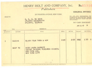 Henry Holt and Company invoice