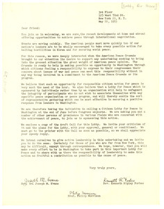 Circular letter from Lobby for Peace to W. E. B. Du Bois