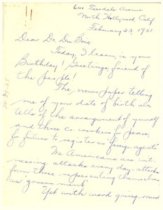 Letter from Sylvia H. Shniad to W. E. B. Du Bois