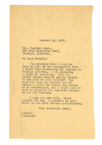 Letter from W. E. B. Du Bois to Camille Cohen Jones