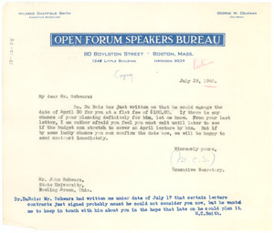 Letter from Open Forum Speakers Bureau to Bowling Green State University