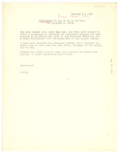 Memorandum from Madison S. Jones to W. E. B. Du Bois