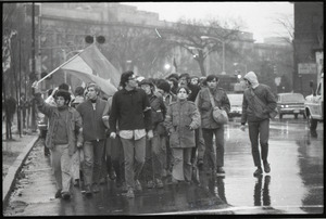 MIT I-Lab demonstration: protesters in front of Building 10