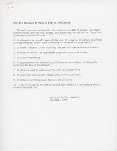 Top ten reasons to oppose forced treatment