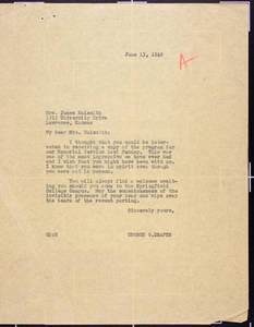 Letter to Florence Naismith from Draper (June 13, 1940)