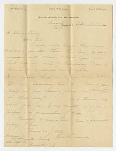 Letter to Amos Alonzo Stagg from the Princeton University Football Association dated September 11, 1891