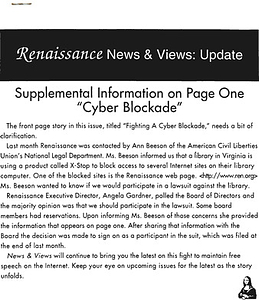 Renaissance News & Views, Vol. 12 No. 2 (February 1998) Update