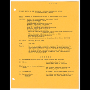 Washington Park urban renewal site office special meeting on March 4, 1965
