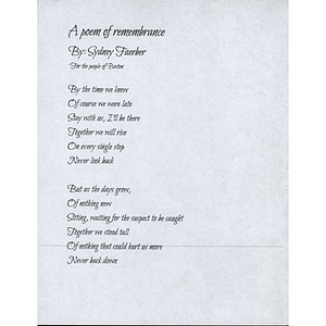 Poem sent to Boston Medical Center ("A Poem of Remembrance")