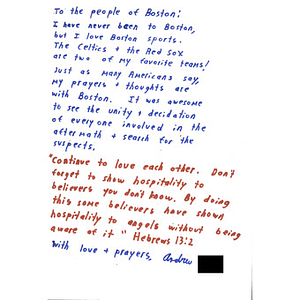 Letter from a member of a youth group in Goldsboro, North Carolina