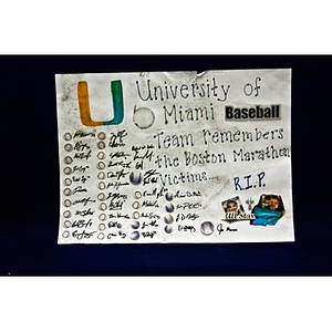 Memorial poster from Copley Square Memorial (University of Miami baseball team)