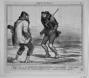 - Bigre!.... que je suis donc fâché d'être venu chasser dans la plaine St. Denis aujourd'hui.... comme ça pince!.... - Voilà le moment où on désirerait rencontrer un ours..... sa peau me serait bien agréable!....