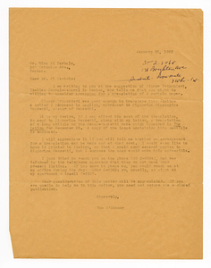 Letter from Tom O'Connor to Rino di Bartolo, January 21, 1963