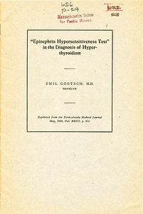 "Epinephrine hypersensitiveness test" in the diagnosis of hyperthyroidism