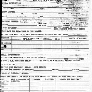 Blank job application form of the Festival Puertorriqueño de Massachusetts
