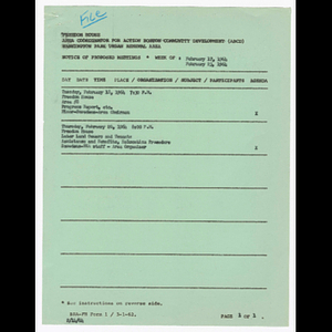 Agenda, summary and comments, minutes and attendance list for area #8 and later land owners and tenants meetings in February 1964