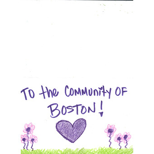 Card from Ann Street Elementary School student (Los Angeles, California)