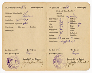 School reports for Helmut Hirsch, November 1922-April 1926