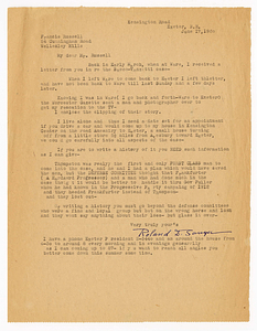 Letter from Roland Sawyer to Francis Russell, June 17, 1960