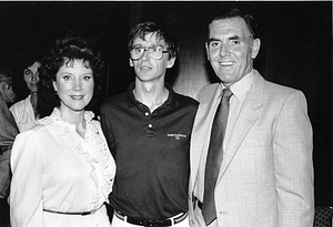 Mayor Raymond Flynn with Parks Commisioner Dorothy Curran and unidentified man