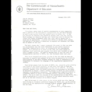 Letter, Jean McGuire and Stephen E. Shaw, January 25, 1978.