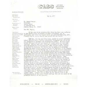 Letter, Seaver School, May 5, 1977.